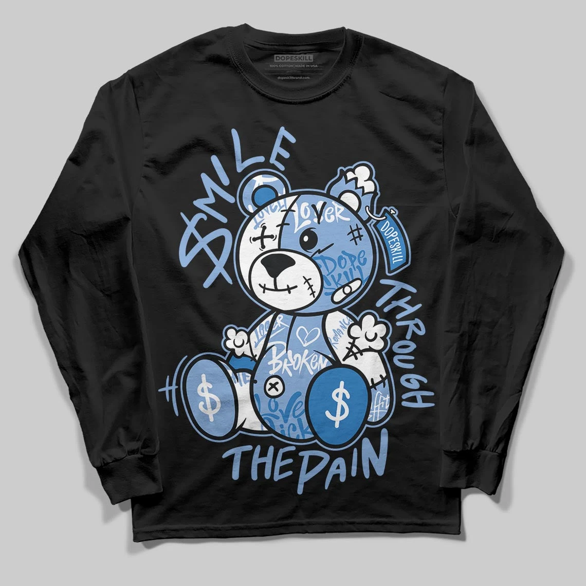 Forget Me Not 4s DopeSkill Long Sleeve T-Shirt Smile Through The Pain Graphic 2 Forget Me Not 4s DopeSkill Long Sleeve T-Shirt Smile Through The Pain Graphic - Image 2