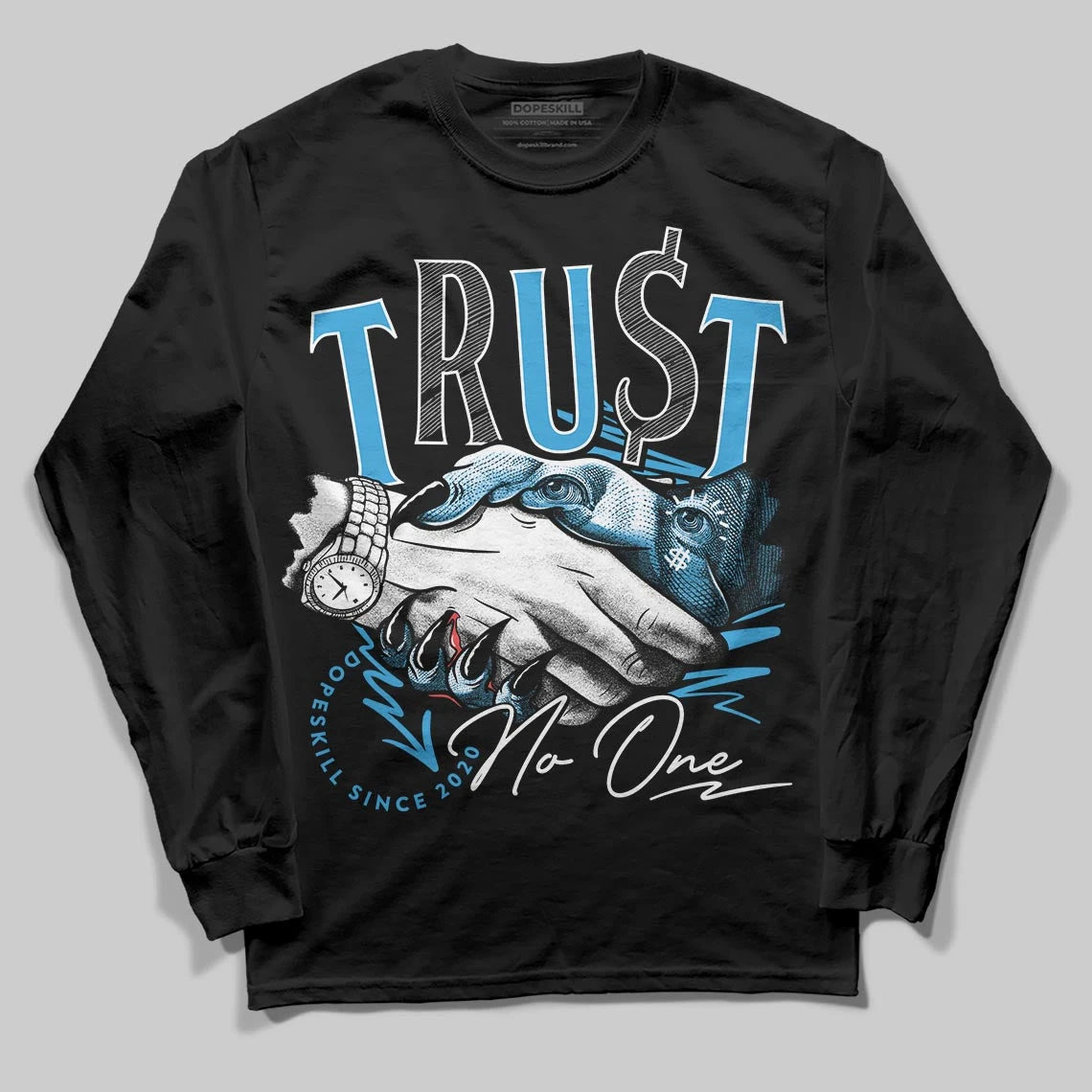 UNC Reimagined 1s DopeSkill Long Sleeve T-Shirt Trust No One Graphic 2 UNC Reimagined 1s DopeSkill Long Sleeve T-Shirt Trust No One Graphic - Image 2
