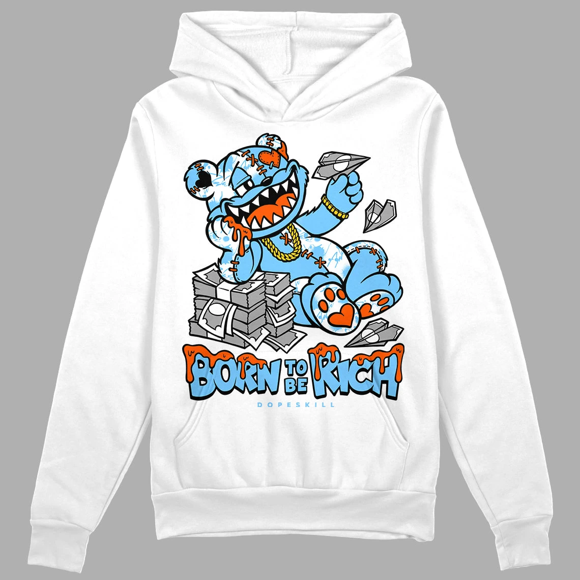 Dunk Futura University Blue DopeSkill Hoodie Sweatshirt Born To Be Rich Graphic