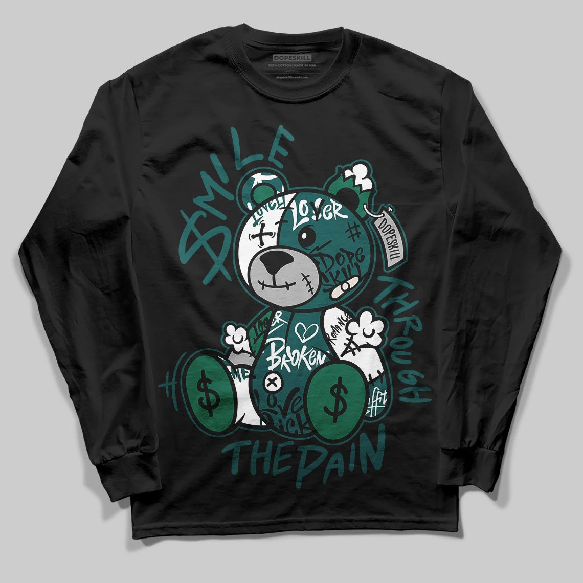 Gel 1130 White Dark Neptune DopeSkill Long Sleeve T-Shirt Smile Through The Pain Graphic 2 Gel 1130 White Dark Neptune DopeSkill Long Sleeve T-Shirt Smile Through The Pain Graphic - Image 2