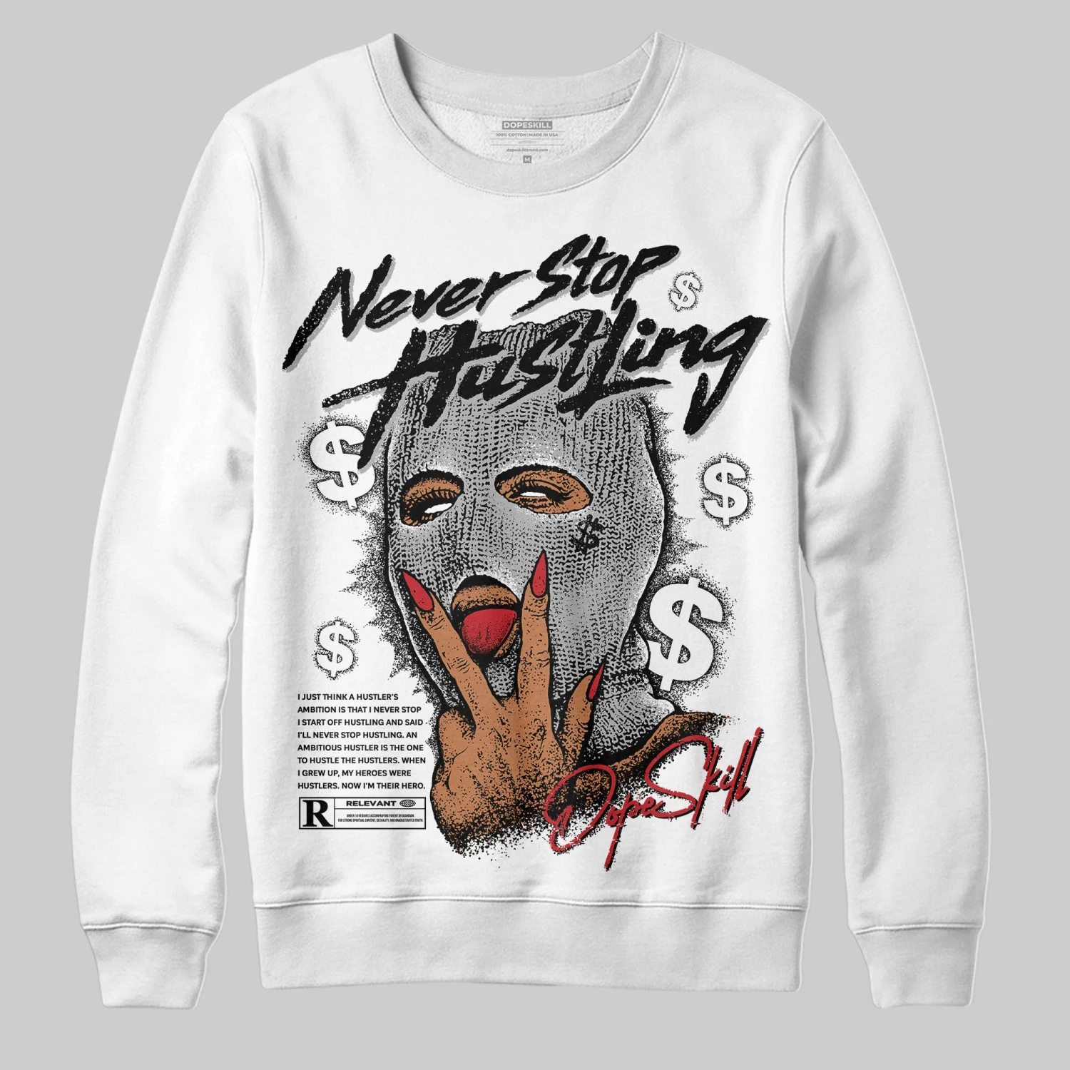 Bred Velvet 11s DopeSkill Sweatshirt Never Stop Hustling Graphic 2 Bred Velvet 11s DopeSkill Sweatshirt Never Stop Hustling Graphic - Image 2