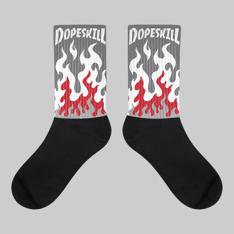 Cement Grey 3s DopeSkill Sublimated Socks FIRE Graphic 1 Cement Grey 3s DopeSkill Sublimated Socks FIRE Graphic
