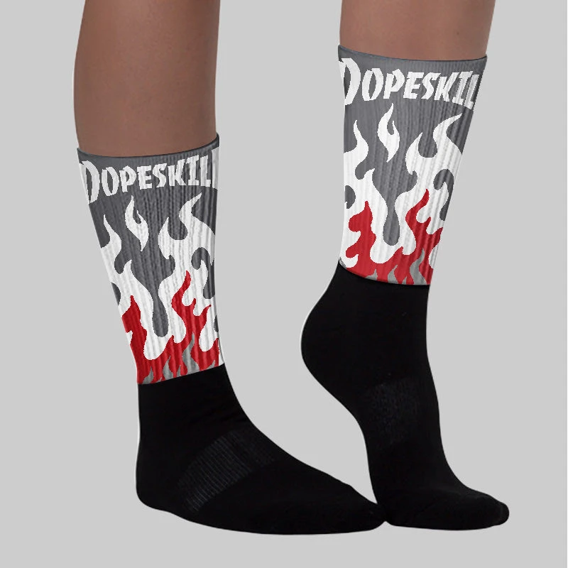 Cement Grey 3s DopeSkill Sublimated Socks FIRE Graphic 3 Cement Grey 3s DopeSkill Sublimated Socks FIRE Graphic - Image 3