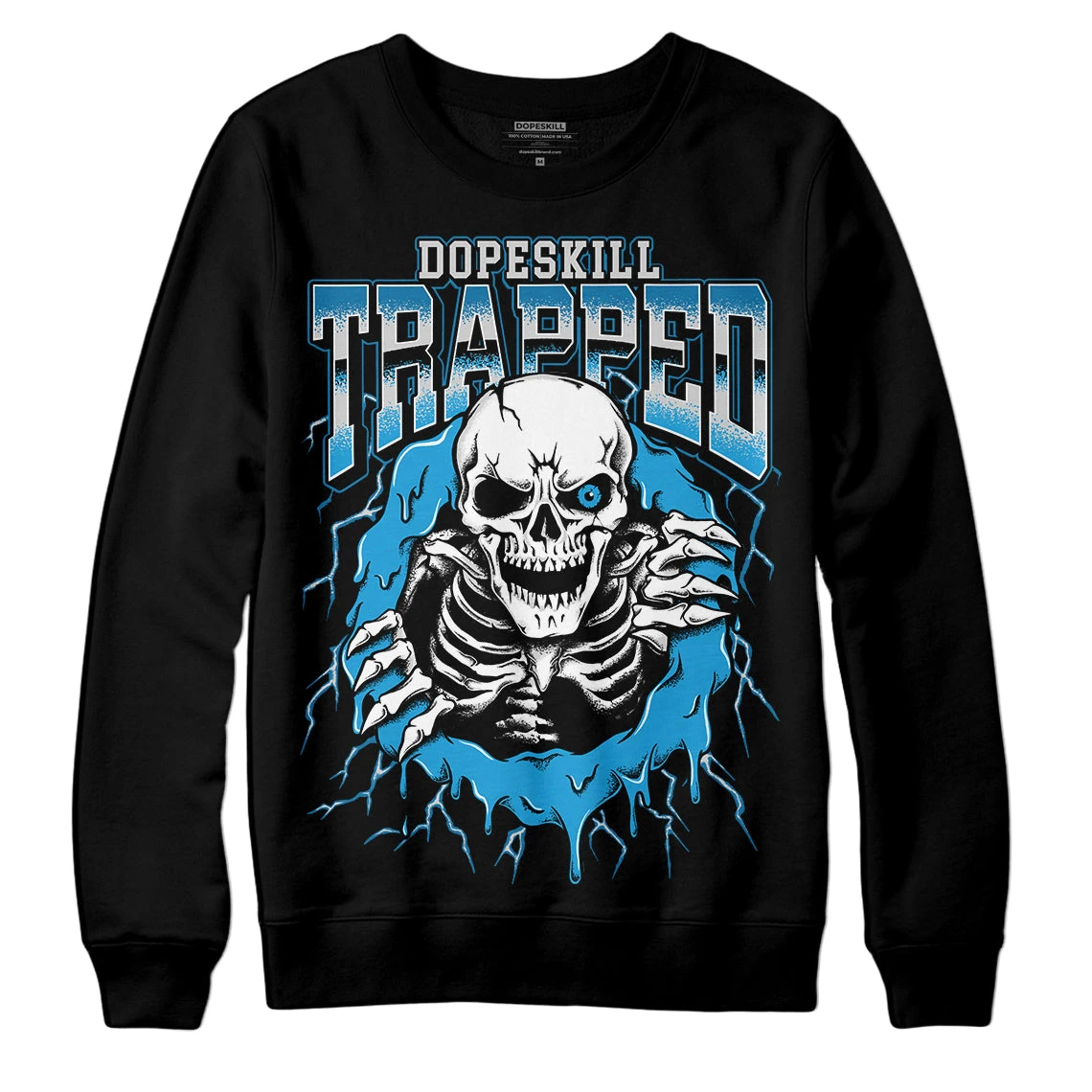 Military Blue 4s DopeSkill Sweatshirt Trapped Halloween Graphic 2 Military Blue 4s DopeSkill Sweatshirt Trapped Halloween Graphic - Image 2