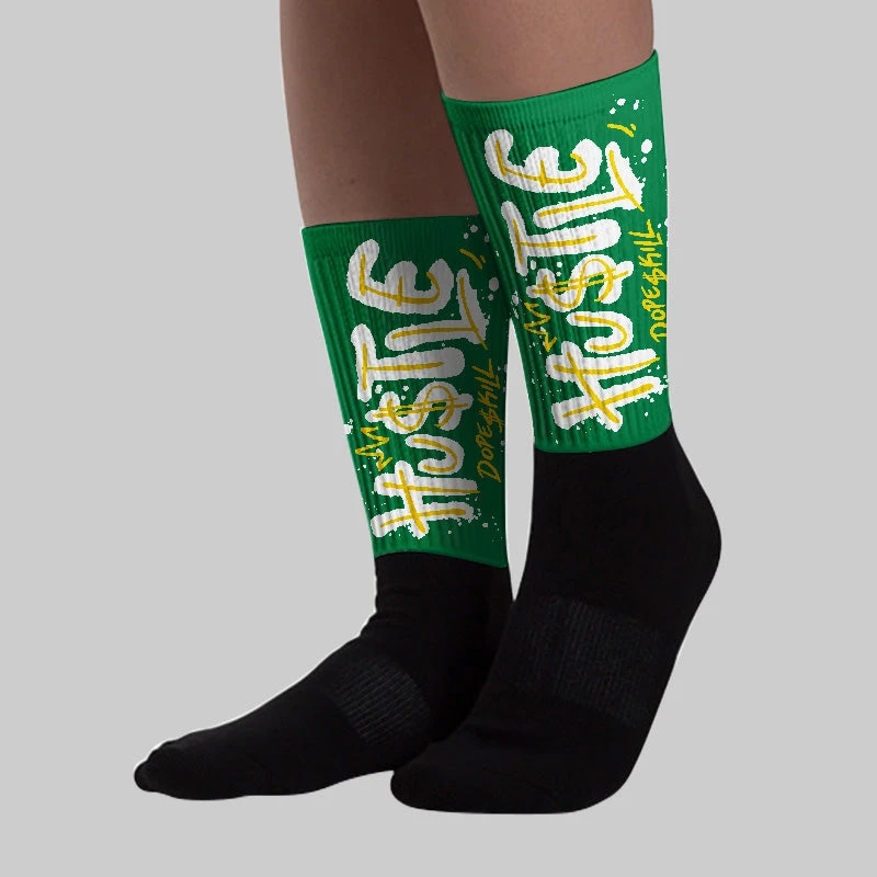 Lucky Green 5s DopeSkill Sublimated Socks Hustle Graphic 2 Lucky Green 5s DopeSkill Sublimated Socks Hustle Graphic - Image 2