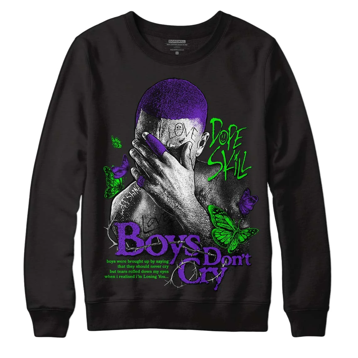 Court Purple 13s DopeSkill Sweatshirt Boys Don't Cry Graphic 1 Court Purple 13s DopeSkill Sweatshirt Boys Don't Cry Graphic