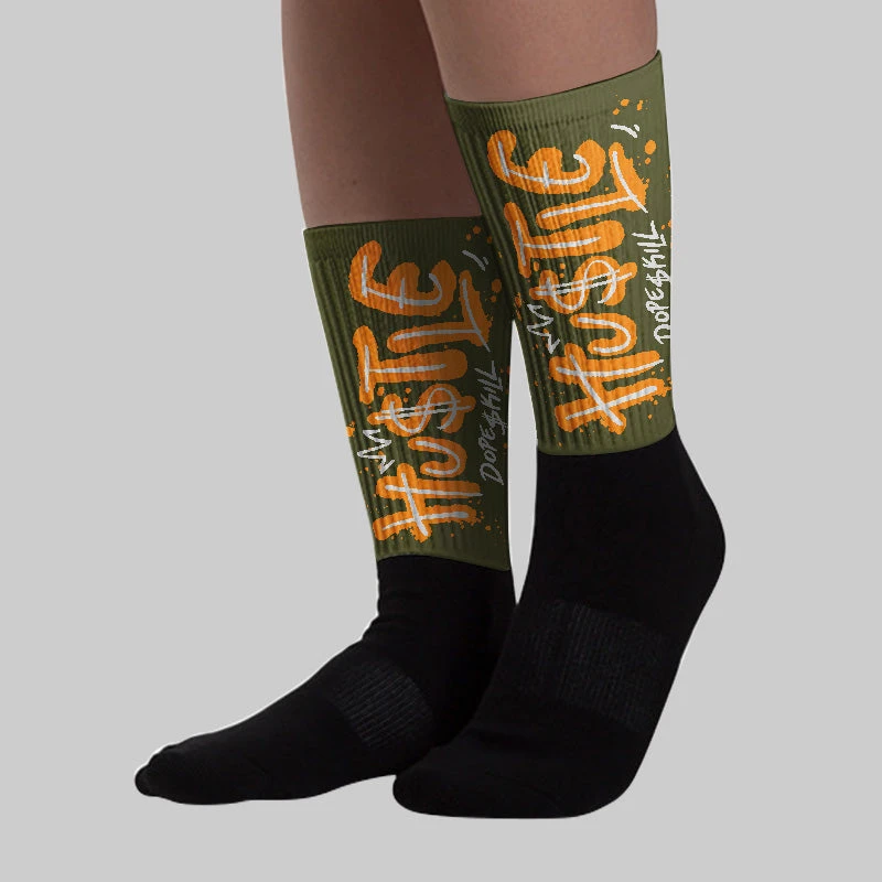 Olive 5s DopeSkill Sublimated Socks Hustle Graphic 2 Olive 5s DopeSkill Sublimated Socks Hustle Graphic - Image 2