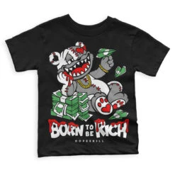 Panda White Black Dunk DopeSkill Toddler Kids T-shirt Born To Be Rich Graphic