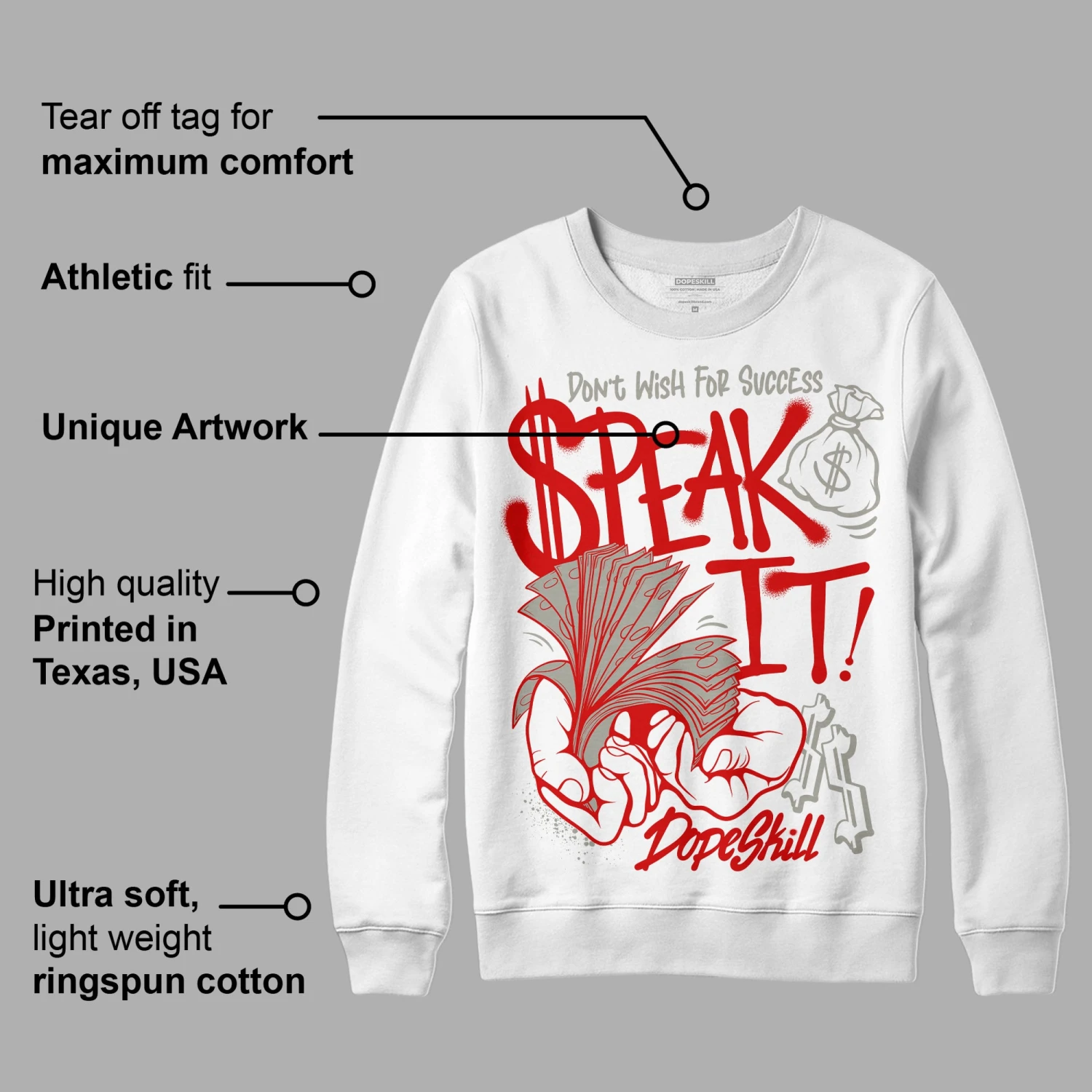 Fire Red 3s DopeSkill Sweatshirt Speak It Graphic 3 Fire Red 3s DopeSkill Sweatshirt Speak It Graphic - Image 3