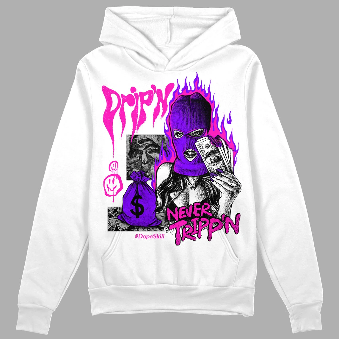 Dunk Active Fuchsia DopeSkill Hoodie Sweatshirt Drip'n Never Tripp'n Graphic 1 Dunk Active Fuchsia DopeSkill Hoodie Sweatshirt Drip'n Never Tripp'n Graphic