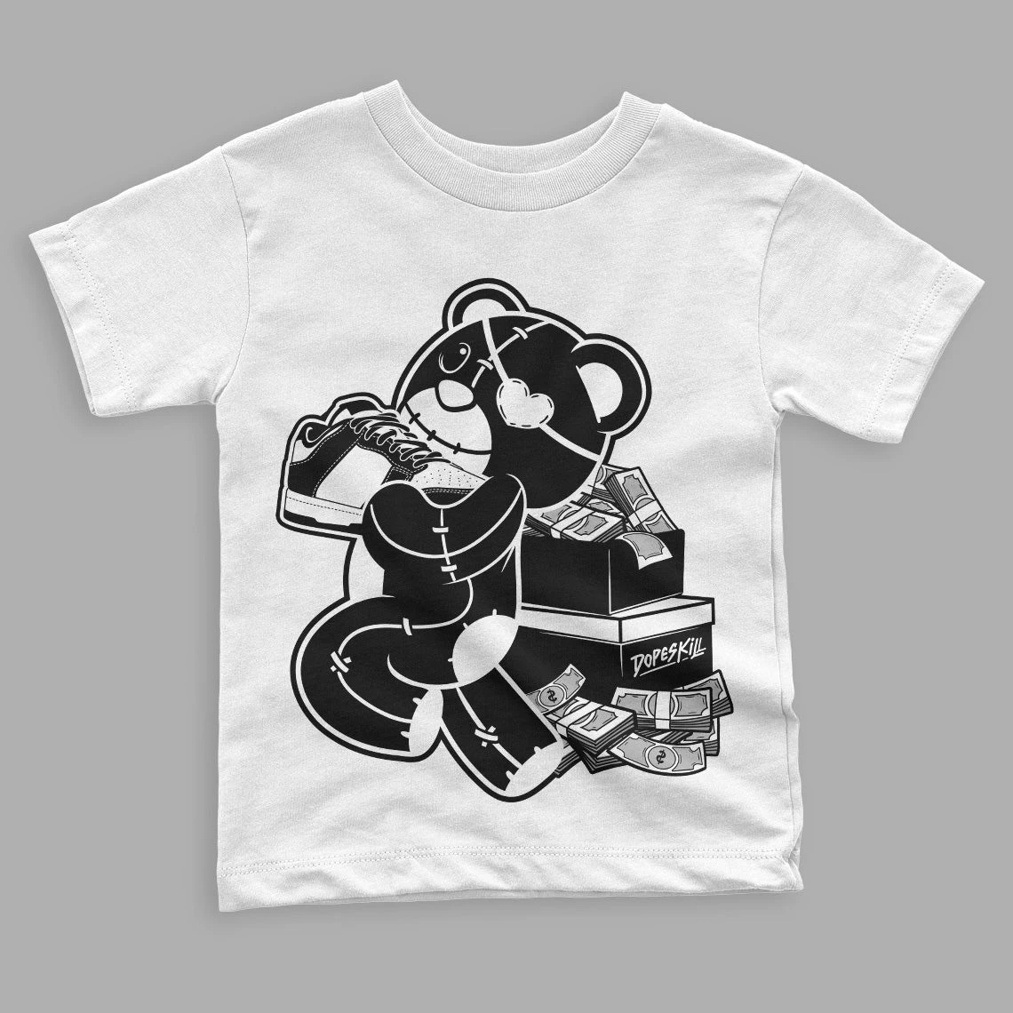 Panda White Black Dunk Low DopeSkill Toddler Kids T-shirt Bear Steals Sneaker Graphic 2 Panda White Black Dunk Low DopeSkill Toddler Kids T-shirt Bear Steals Sneaker Graphic - Image 2