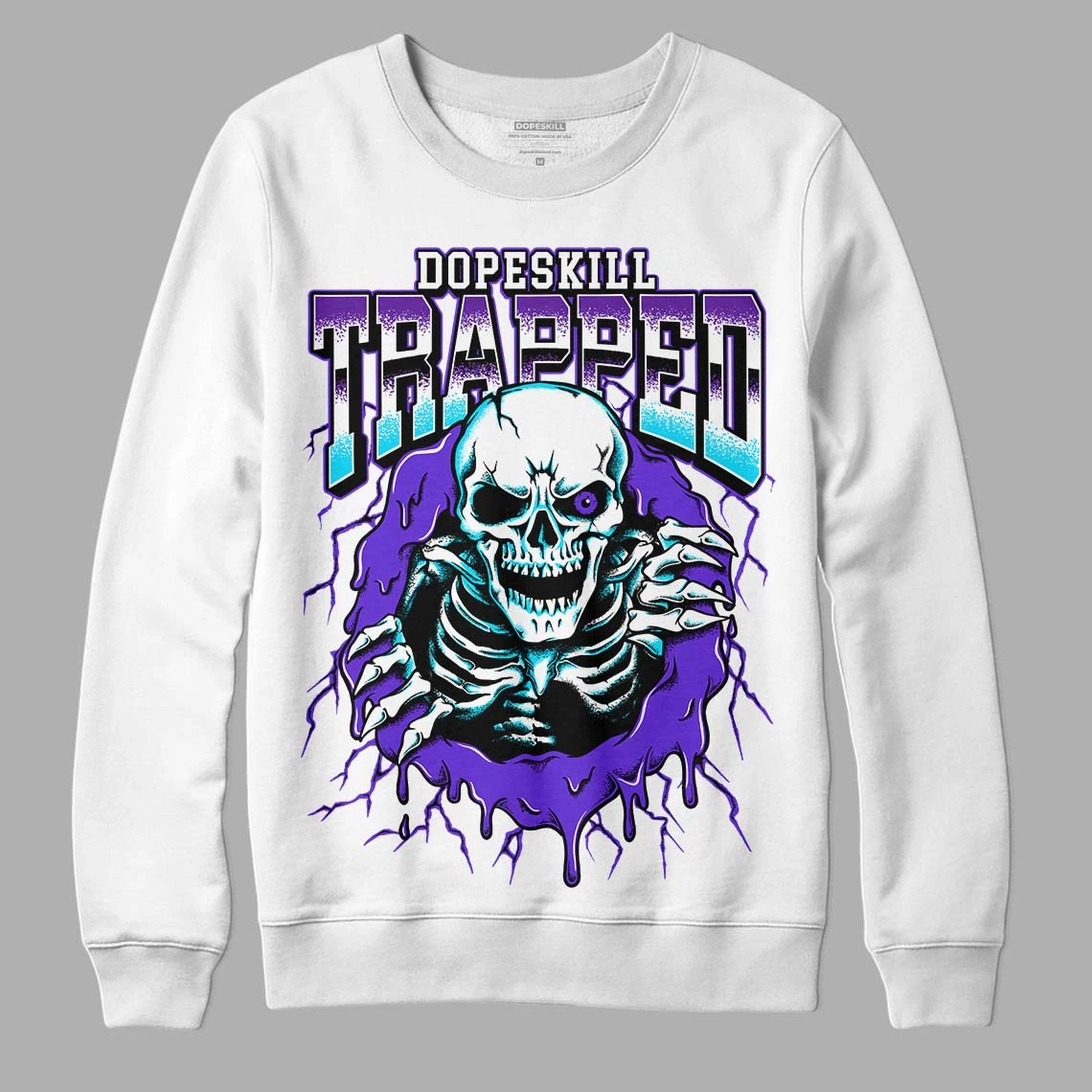 Aqua 6s DopeSkill Sweatshirt Trapped Halloween Graphic 2 Aqua 6s DopeSkill Sweatshirt Trapped Halloween Graphic - Image 2