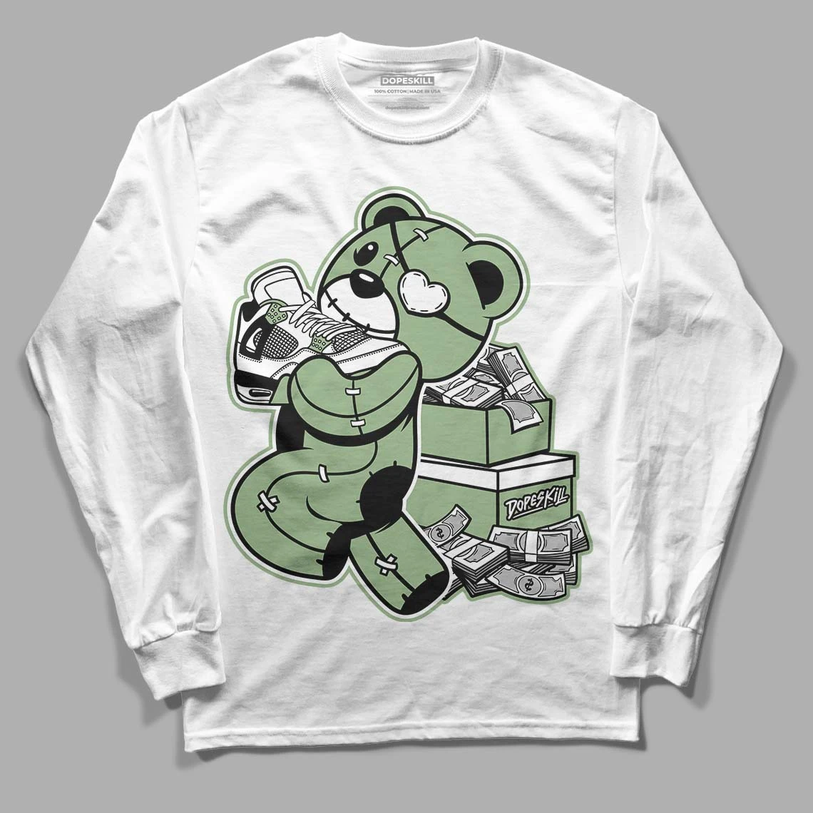 Seafoam 4s DopeSkill Long Sleeve T-Shirt Bear Steals Sneaker Graphic 1 Seafoam 4s DopeSkill Long Sleeve T-Shirt Bear Steals Sneaker Graphic