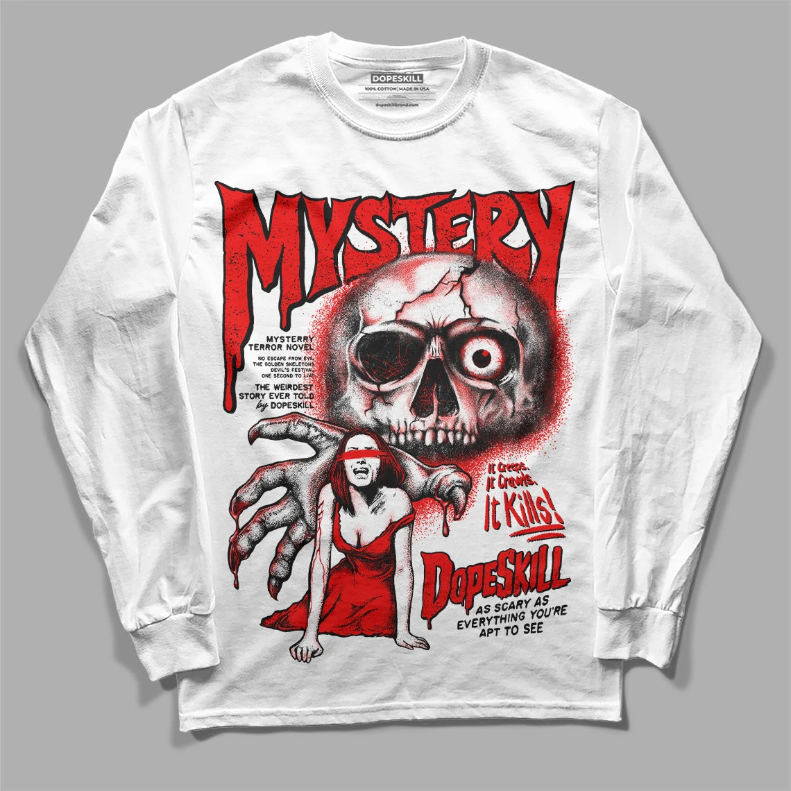 Cherry 12s DopeSkill Long Sleeve T-Shirt Mystery Ghostly Grasp Graphic 1 Cherry 12s DopeSkill Long Sleeve T-Shirt Mystery Ghostly Grasp Graphic