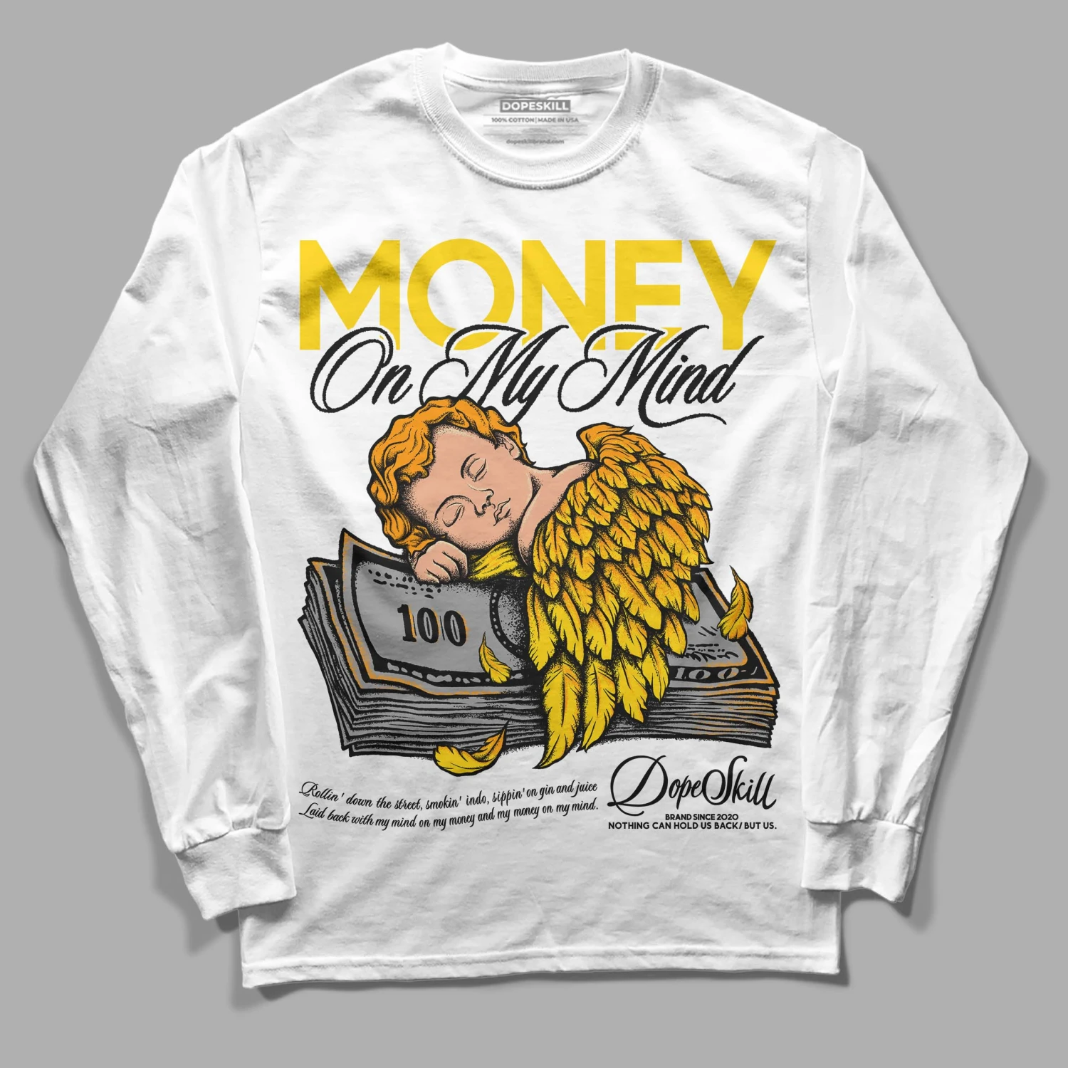 Yellow Ochre 6s DopeSkill Long Sleeve T-Shirt MOMM Graphic 2 Yellow Ochre 6s DopeSkill Long Sleeve T-Shirt MOMM Graphic - Image 2