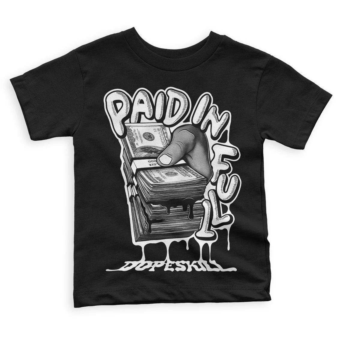 Panda White Black Dunk Low DopeSkill Toddler Kids T-shirt Paid In Full Graphic 1 Panda White Black Dunk Low DopeSkill Toddler Kids T-shirt Paid In Full Graphic