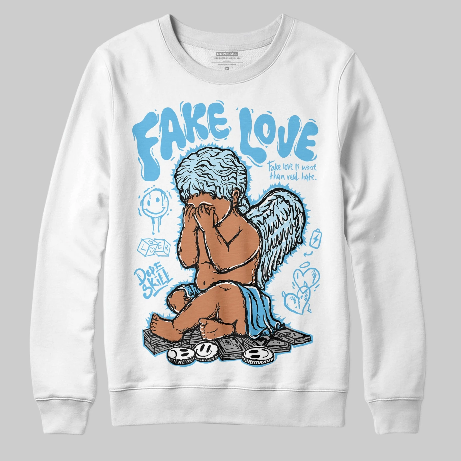 Legend Blue 11s DopeSkill Sweatshirt False Love Graphic 1 Legend Blue 11s DopeSkill Sweatshirt False Love Graphic