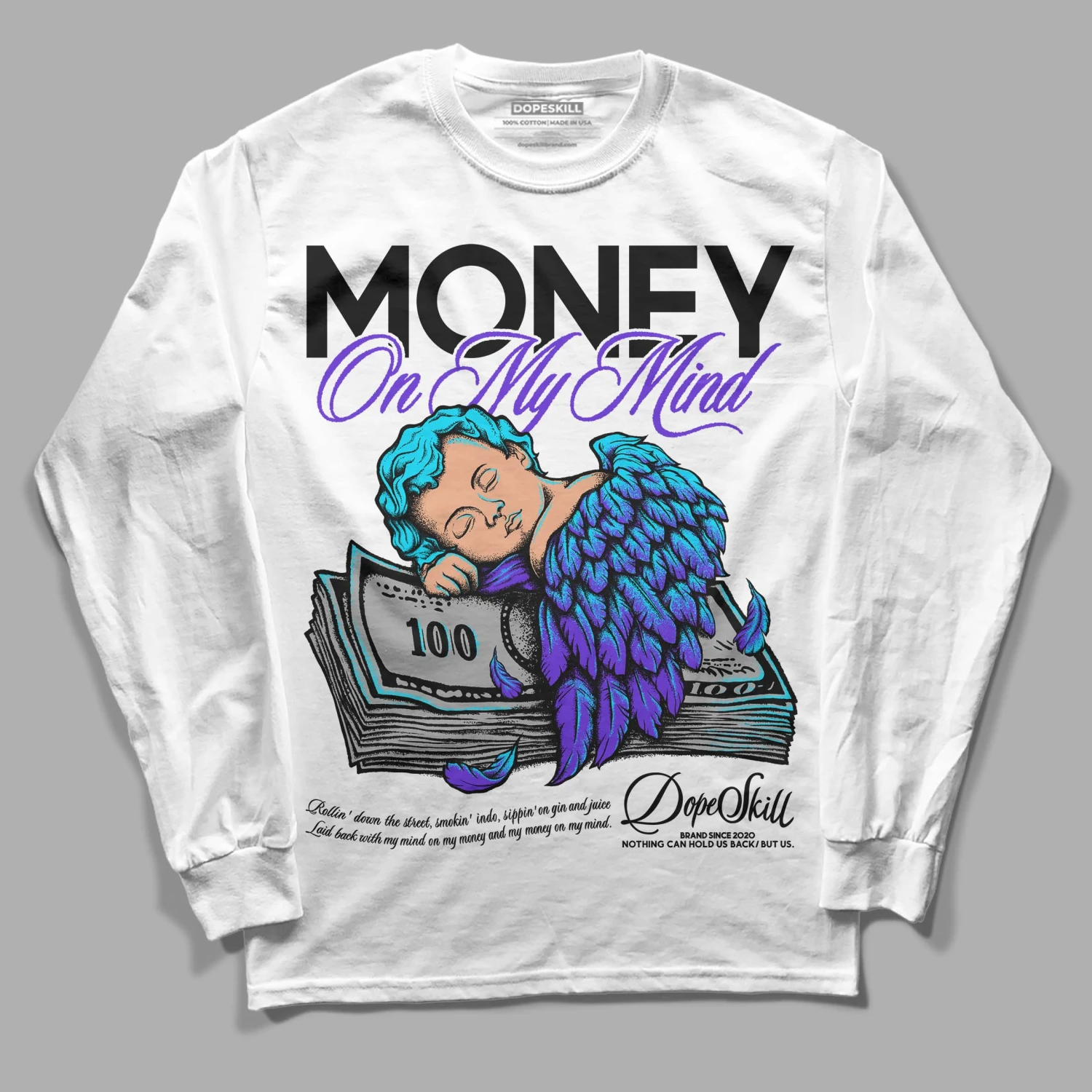 Aqua 6s DopeSkill Long Sleeve T-Shirt MOMM Graphic 2 Aqua 6s DopeSkill Long Sleeve T-Shirt MOMM Graphic - Image 2