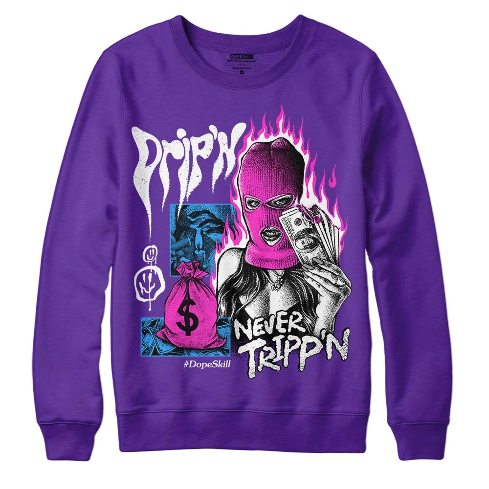 PURPLE Collection DopeSkill Purple Sweatshirt Drip'n Never Tripp'n Graphic 1 PURPLE Collection DopeSkill Purple Sweatshirt Drip'n Never Tripp'n Graphic