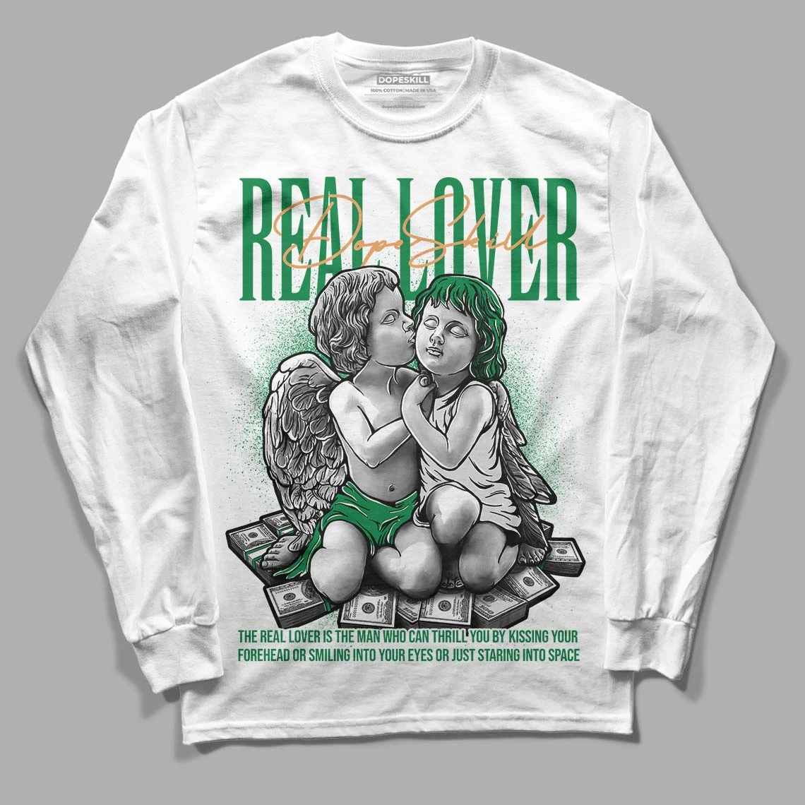 Pine Green 4s DopeSkill Long Sleeve T-Shirt Real Lover Graphic 1 Pine Green 4s DopeSkill Long Sleeve T-Shirt Real Lover Graphic