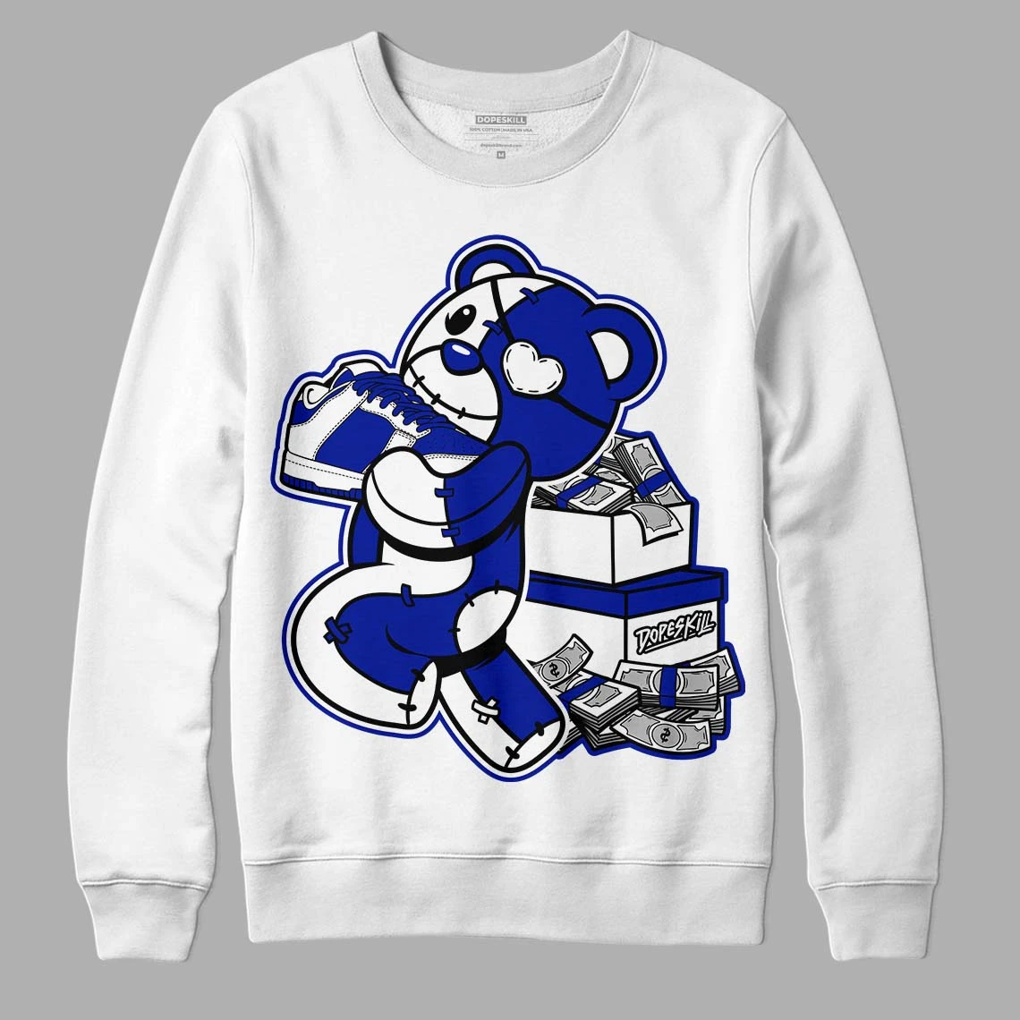Racer Blue White Dunk Low DopeSkill Sweatshirt Bear Steals Sneaker Graphic 1 Racer Blue White Dunk Low DopeSkill Sweatshirt Bear Steals Sneaker Graphic
