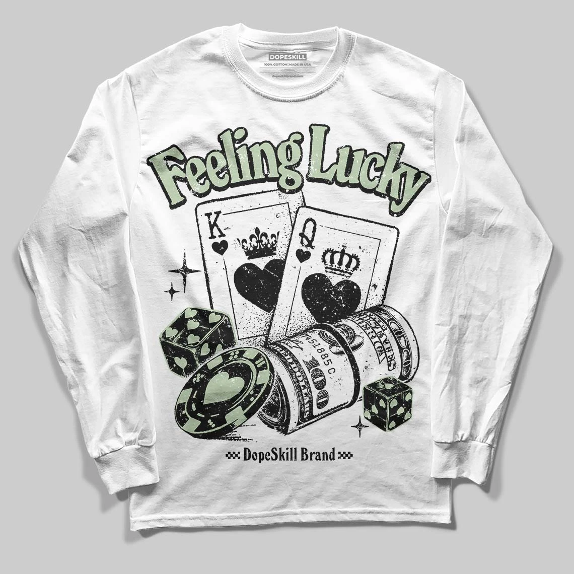 Seafoam 4s 2025 DopeSkill Long Sleeve T-Shirt Feeling Lucky Graphic 2 Seafoam 4s 2025 DopeSkill Long Sleeve T-Shirt Feeling Lucky Graphic - Image 2