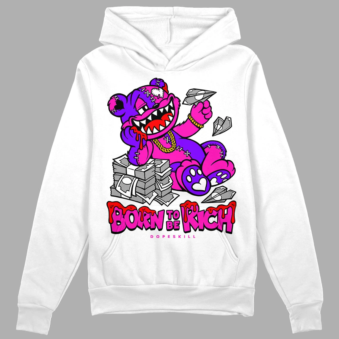Dunk Active Fuchsia DopeSkill Hoodie Sweatshirt Born To Be Rich Graphic 1 Dunk Active Fuchsia DopeSkill Hoodie Sweatshirt Born To Be Rich Graphic