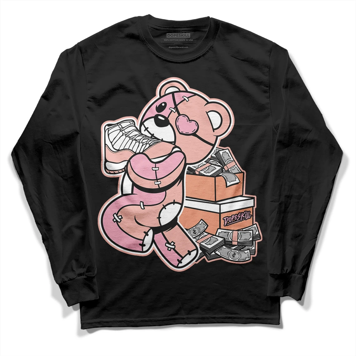 Legend Pink 11s DopeSkill Long Sleeve T-Shirt Bear Steals Sneaker Graphic 2 Legend Pink 11s DopeSkill Long Sleeve T-Shirt Bear Steals Sneaker Graphic - Image 2