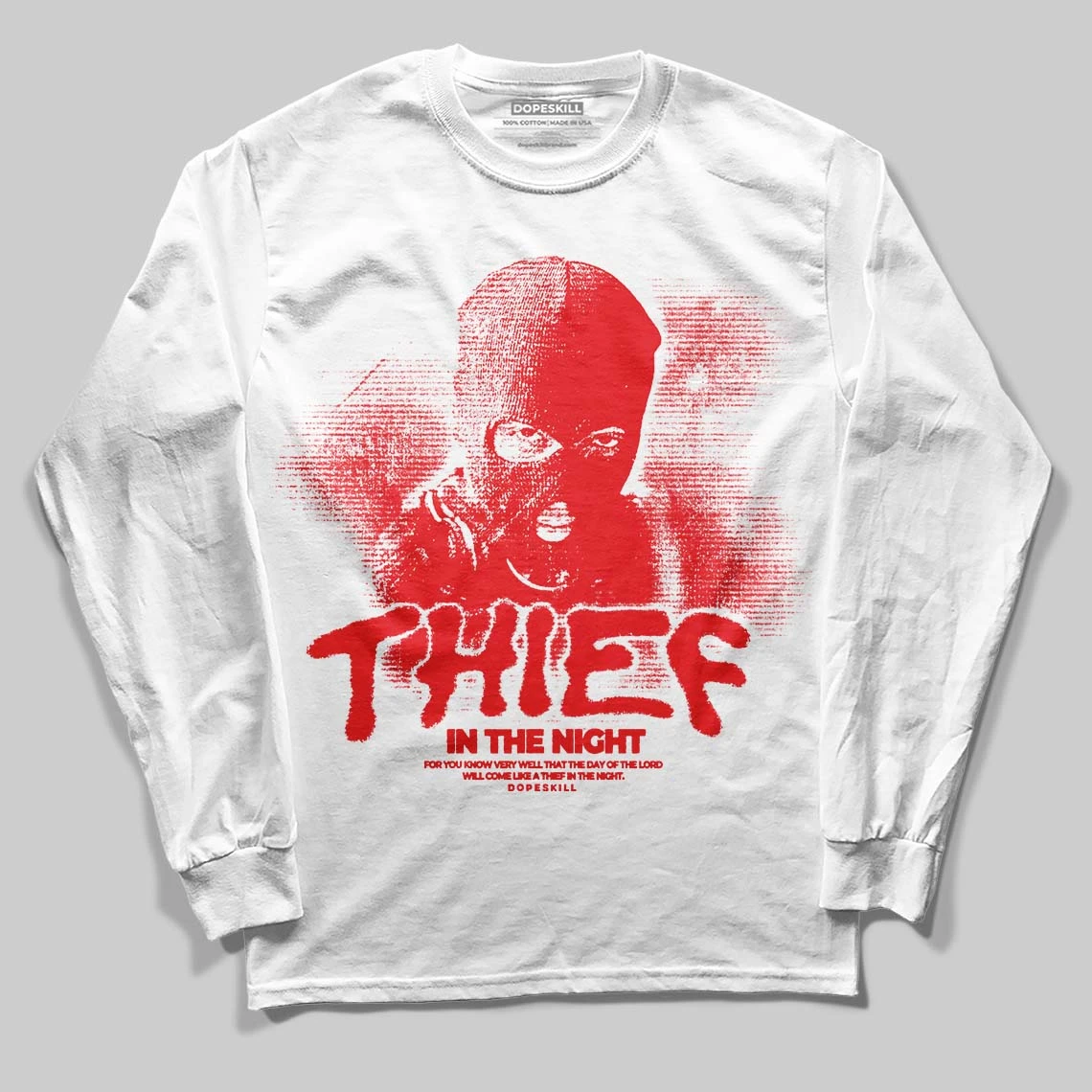 Red Collection DopeSkill Long Sleeve T-Shirt Thief In The Night Graphic 2 Red Collection DopeSkill Long Sleeve T-Shirt Thief In The Night Graphic - Image 2