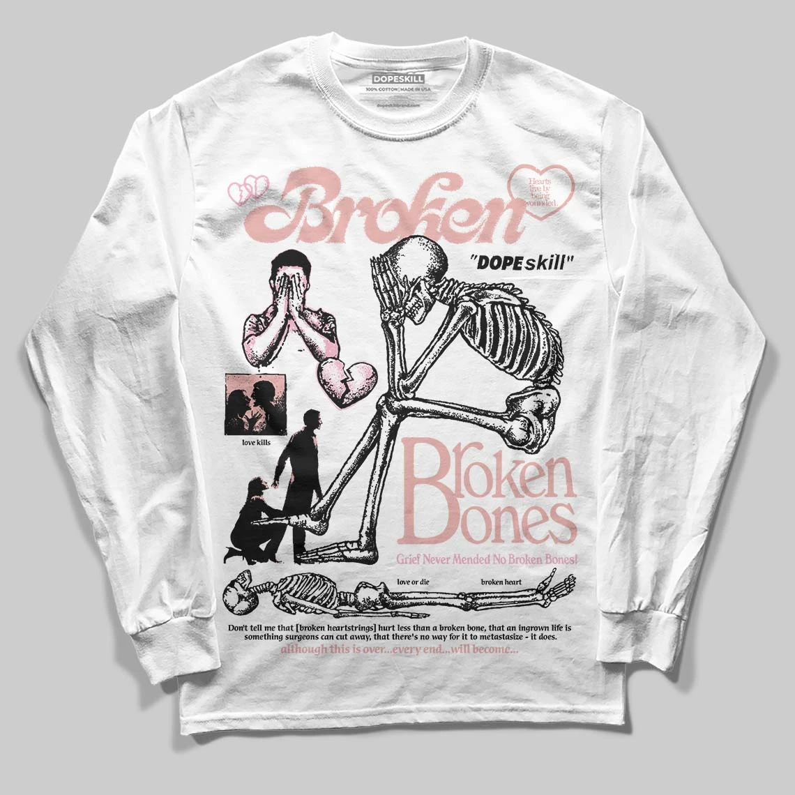 Rust Pink 1s 2025 DopeSkill Long Sleeve T-Shirt Broken Bones Graphic 2 Rust Pink 1s 2025 DopeSkill Long Sleeve T-Shirt Broken Bones Graphic - Image 2