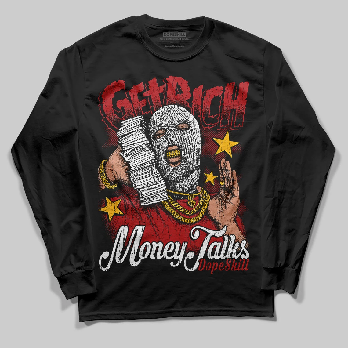 Flu Game 12s DopeSkill Long Sleeve T-Shirt Get Rich Graphic 1 Flu Game 12s DopeSkill Long Sleeve T-Shirt Get Rich Graphic