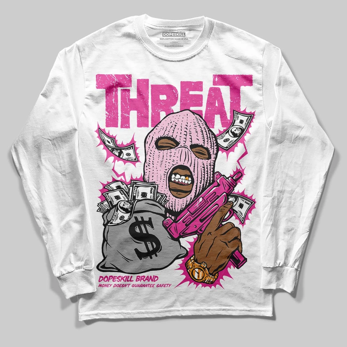 Pink Collection DopeSkill Long Sleeve T-Shirt Under Threat Graphic 1 Pink Collection DopeSkill Long Sleeve T-Shirt Under Threat Graphic
