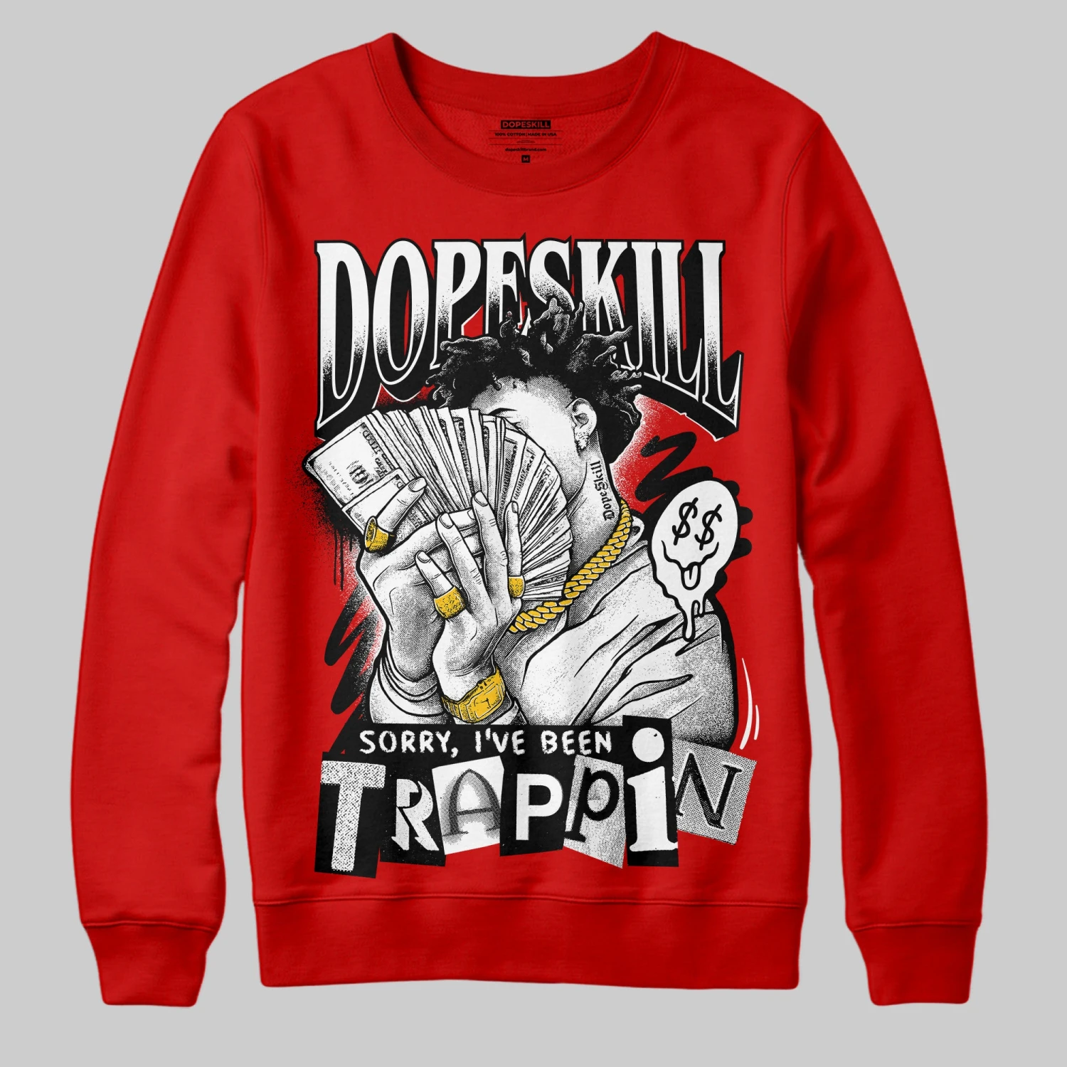 Bred Velvet 11s DopeSkill Red Sweatshirt Sorry I've Been Trappin Graphic 1 Bred Velvet 11s DopeSkill Red Sweatshirt Sorry I've Been Trappin Graphic