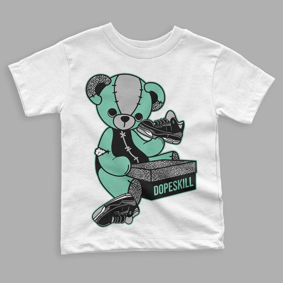 Green Glow 3s DopeSkill Toddler Kids T-shirt Sneakerhead BEAR Graphic 2 Green Glow 3s DopeSkill Toddler Kids T-shirt Sneakerhead BEAR Graphic - Image 2