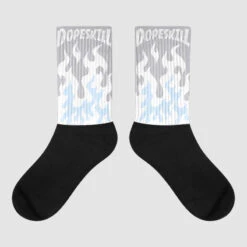 Cement Grey 11s DopeSkill Sublimated Socks FIRE Graphic