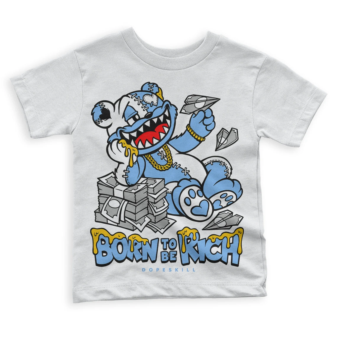 Powder Blue 9s DopeSkill Toddler Kids T-shirt Born To Be Rich Graphic 1 Powder Blue 9s DopeSkill Toddler Kids T-shirt Born To Be Rich Graphic