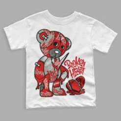 Fire Red 3s DopeSkill Toddler Kids T-shirt Broken Heart Graphic