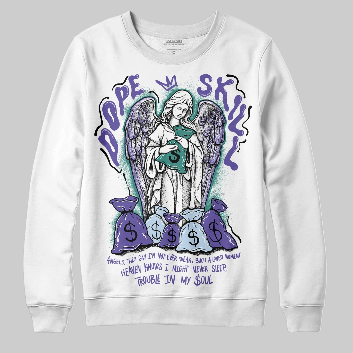 Grape 5s DopeSkill Sweatshirt Angels Graphic 1 Grape 5s DopeSkill Sweatshirt Angels Graphic