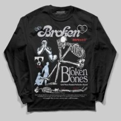 Black Metallic Reimagined 5s DopeSkill Long Sleeve T-Shirt Broken Bones Graphic