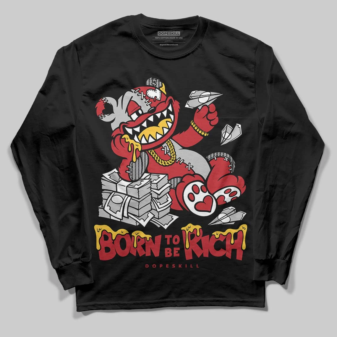 Ferrari 14s DopeSkill Long Sleeve T-Shirt Born To Be Rich Graphic 2 Ferrari 14s DopeSkill Long Sleeve T-Shirt Born To Be Rich Graphic - Image 2