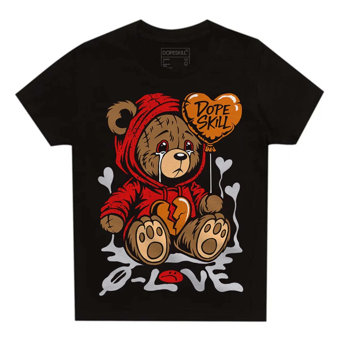 Red Cement 4S DopeSkill Toddler Kids T-shirt Broken Bear Graphic 2 Red Cement 4S DopeSkill Toddler Kids T-shirt Broken Bear Graphic - Image 2