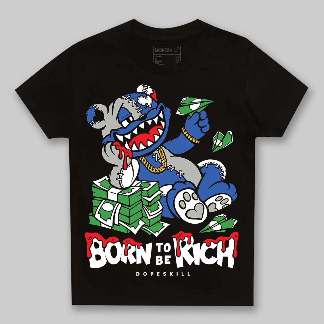 Lucky Shorts 3s DopeSkill Toddler Kids T-shirt Born To Be Rich Graphic 2 Lucky Shorts 3s DopeSkill Toddler Kids T-shirt Born To Be Rich Graphic - Image 2