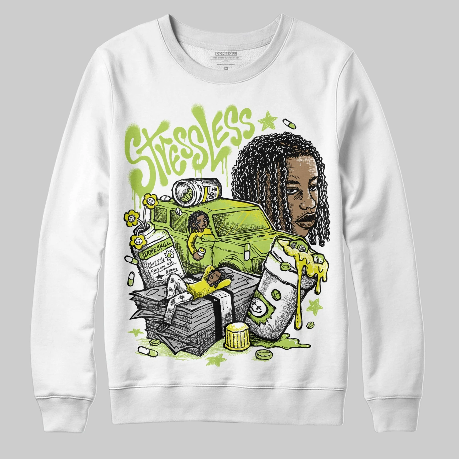 Bright Cactus 13s DopeSkill Sweatshirt Stressless Graphic 2 Bright Cactus 13s DopeSkill Sweatshirt Stressless Graphic - Image 2