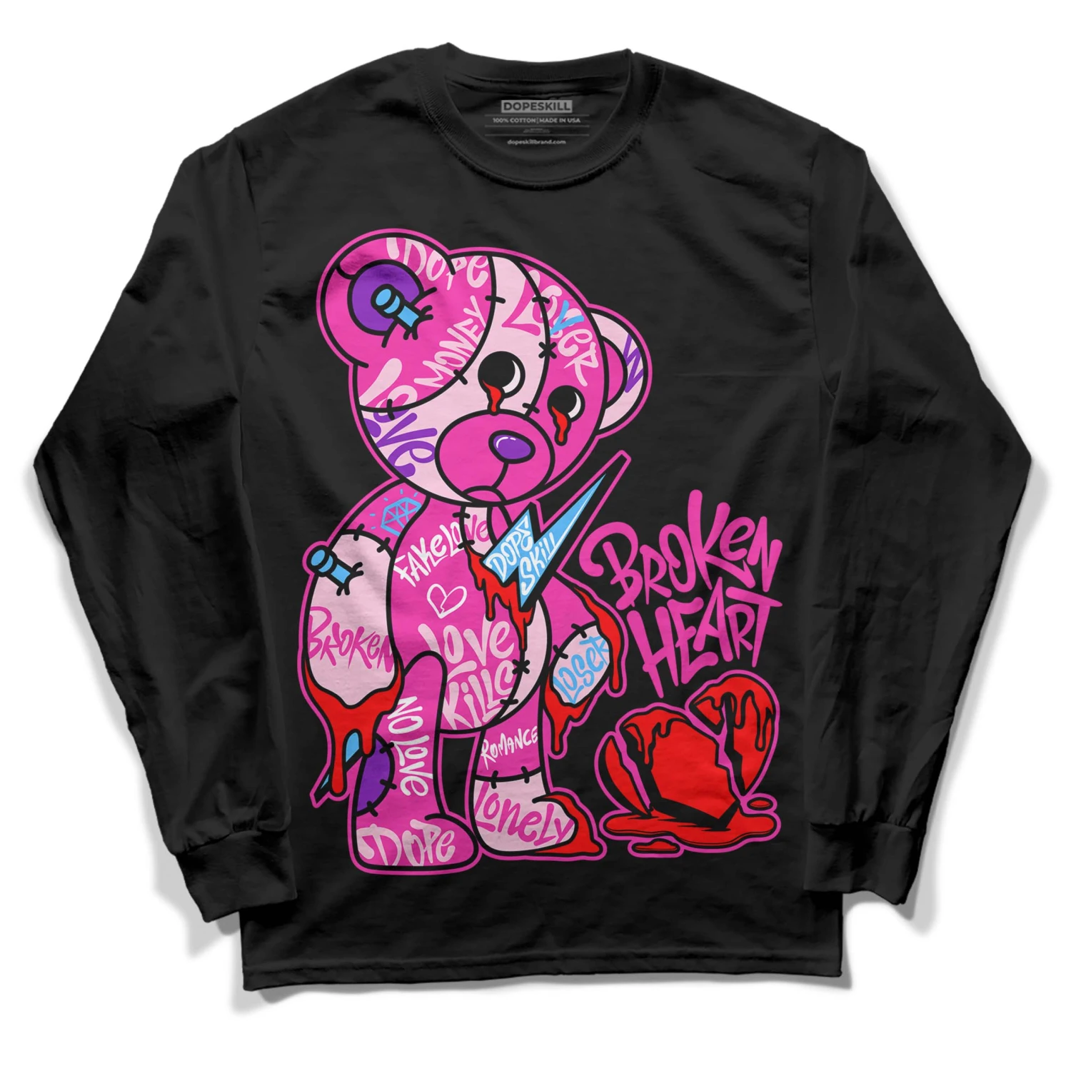Pink Collection DopeSkill Long Sleeve T-Shirt Broken Heart Graphic 2 Pink Collection DopeSkill Long Sleeve T-Shirt Broken Heart Graphic - Image 2