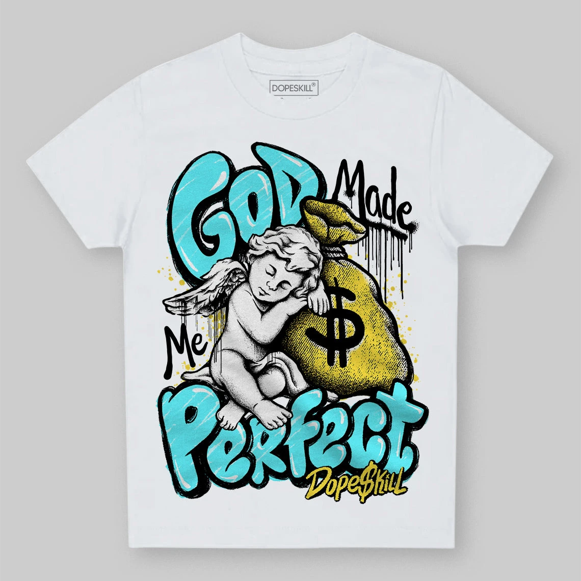 Aqua 5s DopeSkill Toddler Kids T-shirt God Made Me Perfect Graphic 2 Aqua 5s DopeSkill Toddler Kids T-shirt God Made Me Perfect Graphic - Image 2