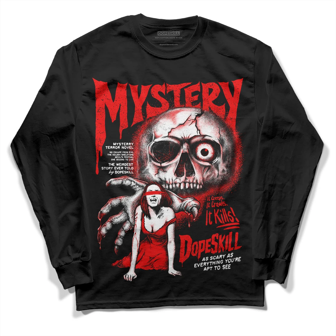 Cherry 12s DopeSkill Long Sleeve T-Shirt Mystery Ghostly Grasp Graphic 2 Cherry 12s DopeSkill Long Sleeve T-Shirt Mystery Ghostly Grasp Graphic - Image 2