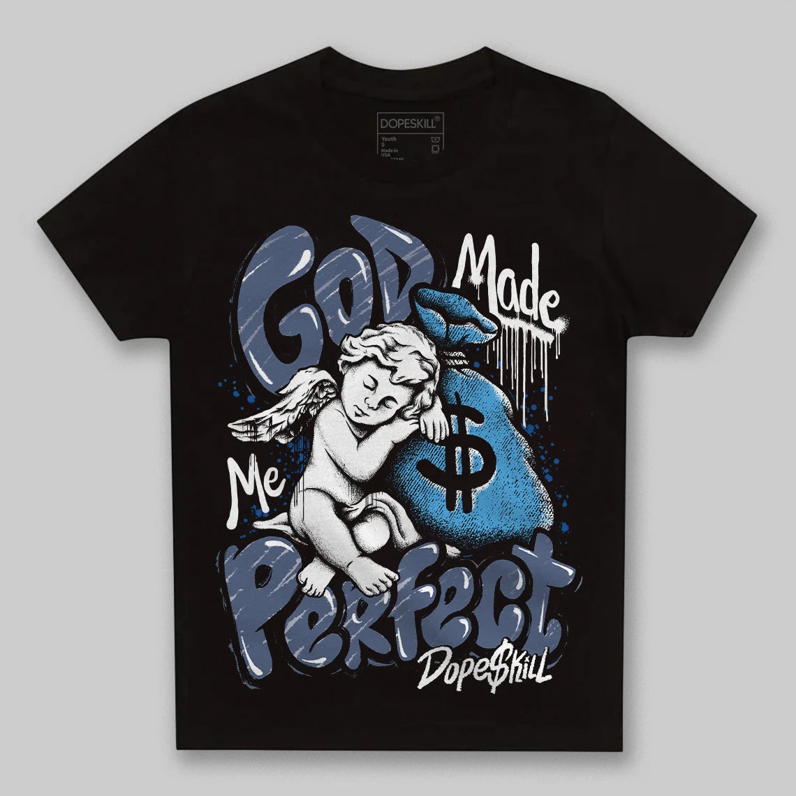 Diffused Blue 11s DopeSkill Toddler Kids T-shirt God Made Me Perfect Graphic 2 Diffused Blue 11s DopeSkill Toddler Kids T-shirt God Made Me Perfect Graphic - Image 2