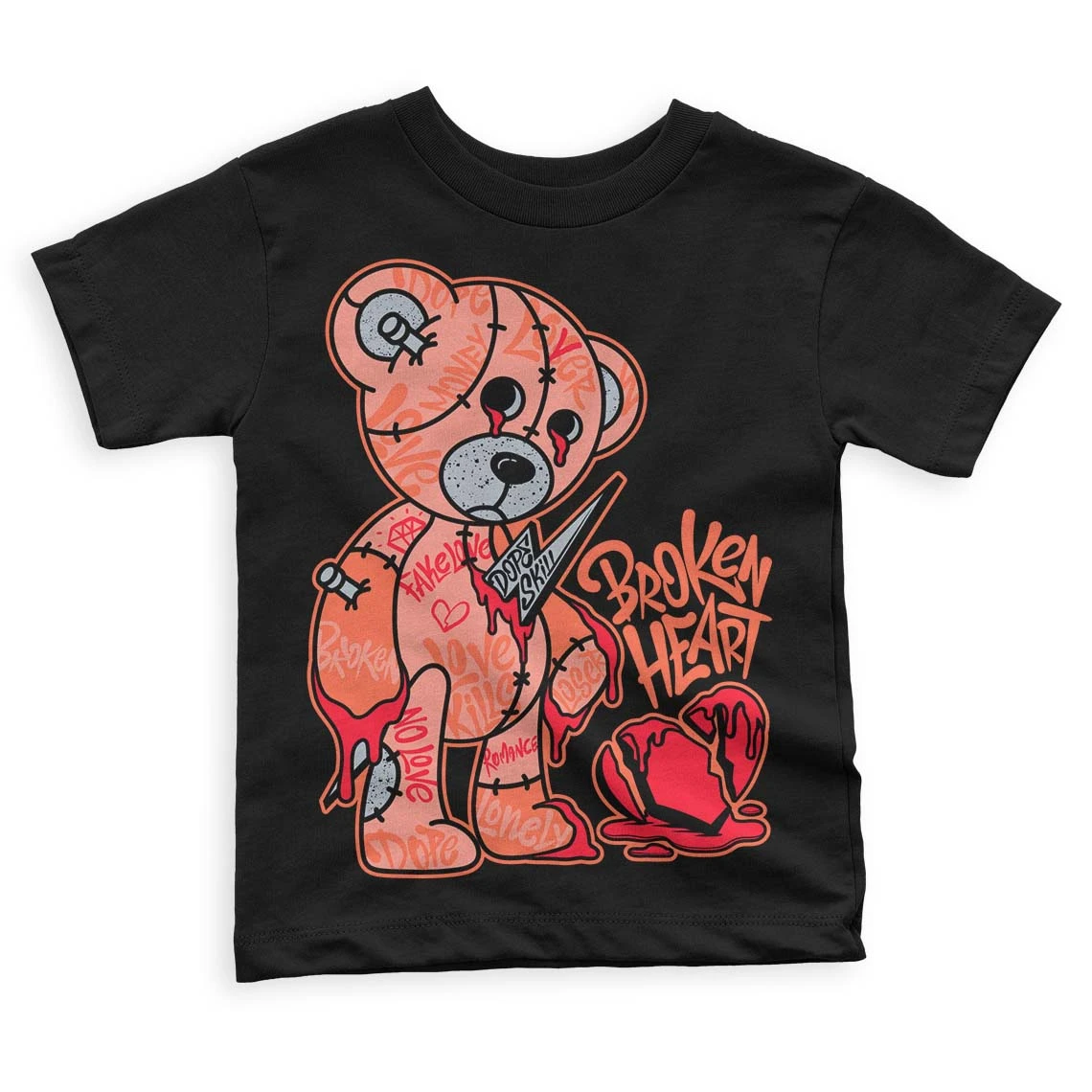 Crimson Bliss 5s DopeSkill Toddler Kids T-shirt Broken Heart Graphic 2 Crimson Bliss 5s DopeSkill Toddler Kids T-shirt Broken Heart Graphic - Image 2