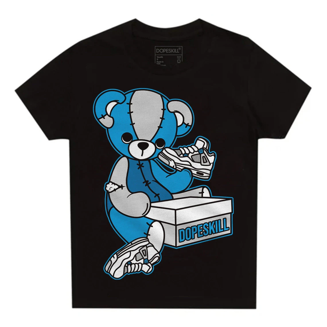 Military Blue 4s DopeSkill Toddler Kids T-shirt Sneakerhead BEAR Graphic 2 Military Blue 4s DopeSkill Toddler Kids T-shirt Sneakerhead BEAR Graphic - Image 2