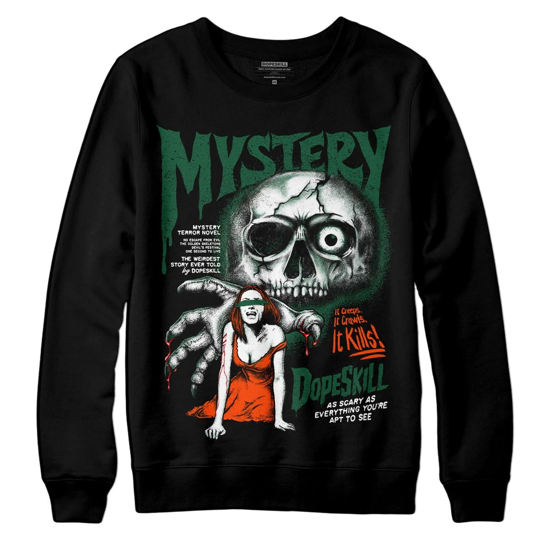 Dunk Team Dark Green Orange DopeSkill Sweatshirt Mystery Ghostly Grasp Graphic 2 Dunk Team Dark Green Orange DopeSkill Sweatshirt Mystery Ghostly Grasp Graphic - Image 2